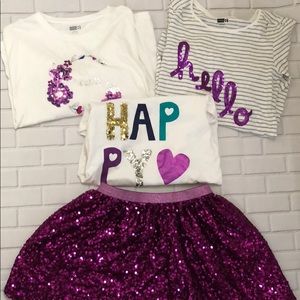 4 piece skirt and shirt set